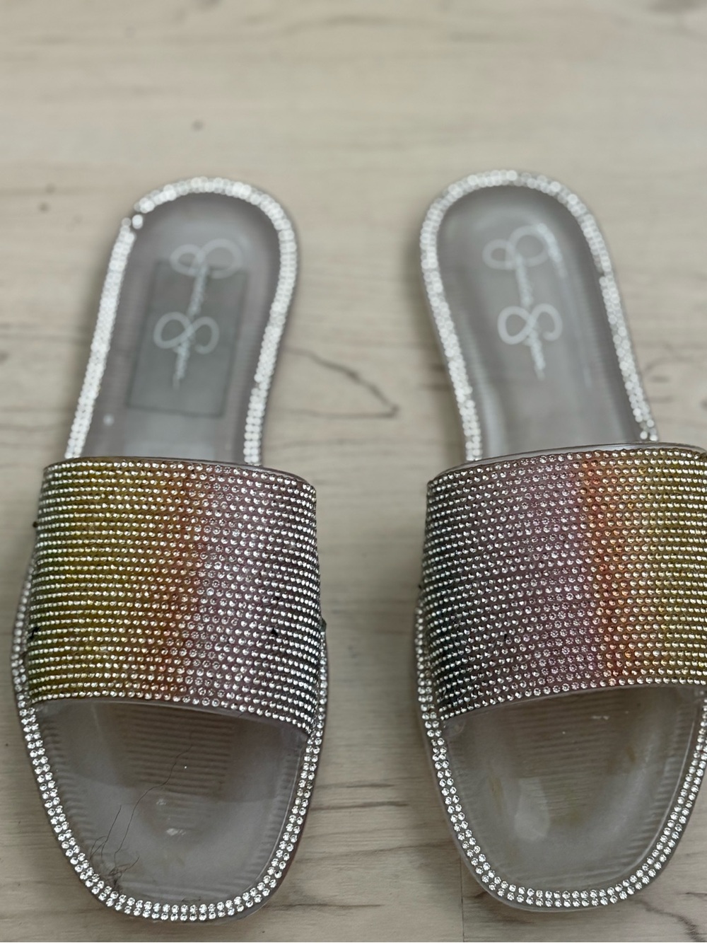 Jessica Simpson Iridescent Crystal Slide Sandals size 8 - Picture 5 of 8
